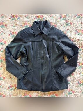 Edarly Classic Black Leather Jacket - XL